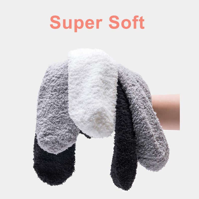 TOCONFFON Women's Cozy Fluffy Fuzzy Socks Plush Home Sleep Slipper Socks - Warm Cozy Gifts Ideas for Women 5,6,7,8 Pairs(7 Solid Color) - Image 5